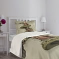 thumbnail image 5 of Ambesonne Fantasy Quilted Bedspread Set 2 Pcs, Geisha with Huge Dragon, Twin Size, Olive Green Eggshell, 5 of 6