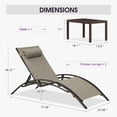 thumbnail image 2 of PURPLE LEAF Outdoor Oversized Chaise Lounge Chair Set of 3 Patio Pool Lounger Bronze Aluminum Chairs with Side Table Adjustable Tanning Recliner for Outside Backyard Yard Deck Beach Ivory Granite, 2 of 9