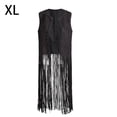 thumbnail image 4 of sweethay Mujeres sin mangas estilo occidental chalecos con flecos cintura delicada retracción atractivo encanto cárdigan chaleco Hippie Accesorios de disfraces negro SG, 4 of 6