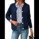 thumbnail image 2 of Cárdigan de Punto para Mujer, Informal, de Larga, con Botones, Abierto, Moderno, para Exteriores Azul Marino L, 2 of 10