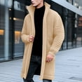 thumbnail image 2 of uikmnh Mens Mid Length Sweater Coat Autumn and Winter Lapel Solid Color Knitted Cardigan, 2 of 5