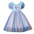 thumbnail image 5 of Little Girls Elsa Princess Dress Summer Short Sleeve Costume Halloween Cosplay Dress up, 5 of 7