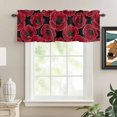 thumbnail image 3 of Kitchen Valances for Window, Vintage Red Poppies Light Filtering Rod Pocket Valance Curtain, Watercolor Floral on Black Background &nbsp;Short Curtains Window Topper for Bedroom Living Room 42x18in, 3 of 9