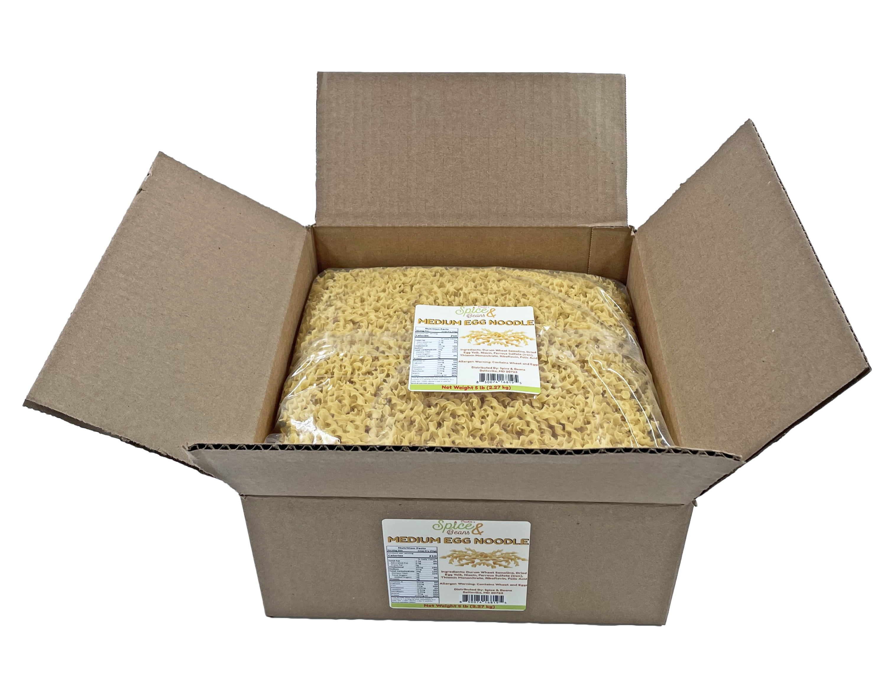 Dasher's Spice & Beans Medium Egg Noodle Pasta | 100% Durum Semolina Flour | Made in America | 5 lb.