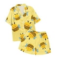 thumbnail image 4 of CAIVO Kids Outfit Sets Girl Festival Cute Cartoon Button Down Lapel Short Sleeve Summer Shirt Tops + Shorts Sleep Fashionable Clothes Sets, 4 of 4