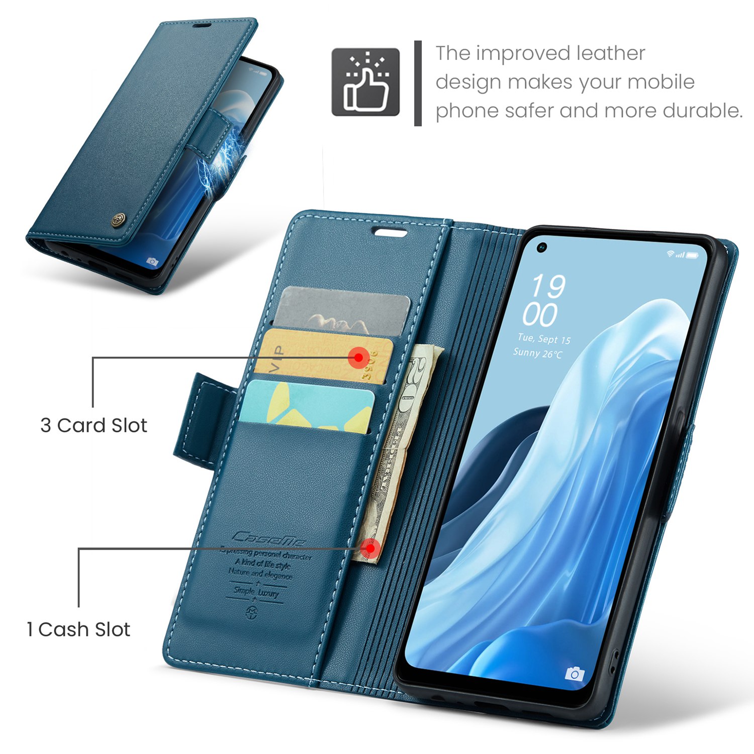 ETFAST Leather Phone Case Wallet With Card Holder Zipper For OPPO Reno 8 4G High Quality Leather Phone Case