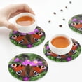 thumbnail image 7 of Fuzoiu Peacock butterfly Print Leather Coasters Set,Drink Coasters Set of 6,for Tabletop Protection, Durable PVC Coasters,Home Décor and Housewarming Gift,Round Shape, 7 of 7