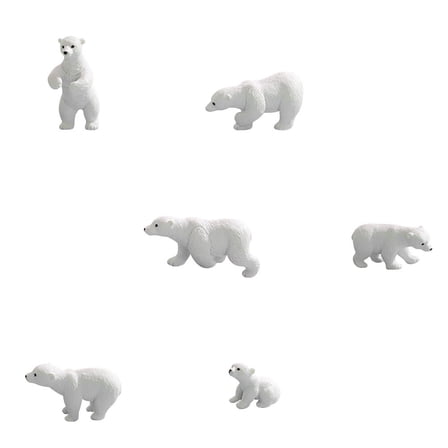 Baluue 6pcs Polar Bear Figurines Resin Decor White Use