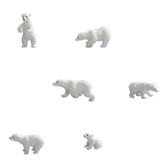 Baluue 6pcs Polar Bear Figurines Resin Decor White Use