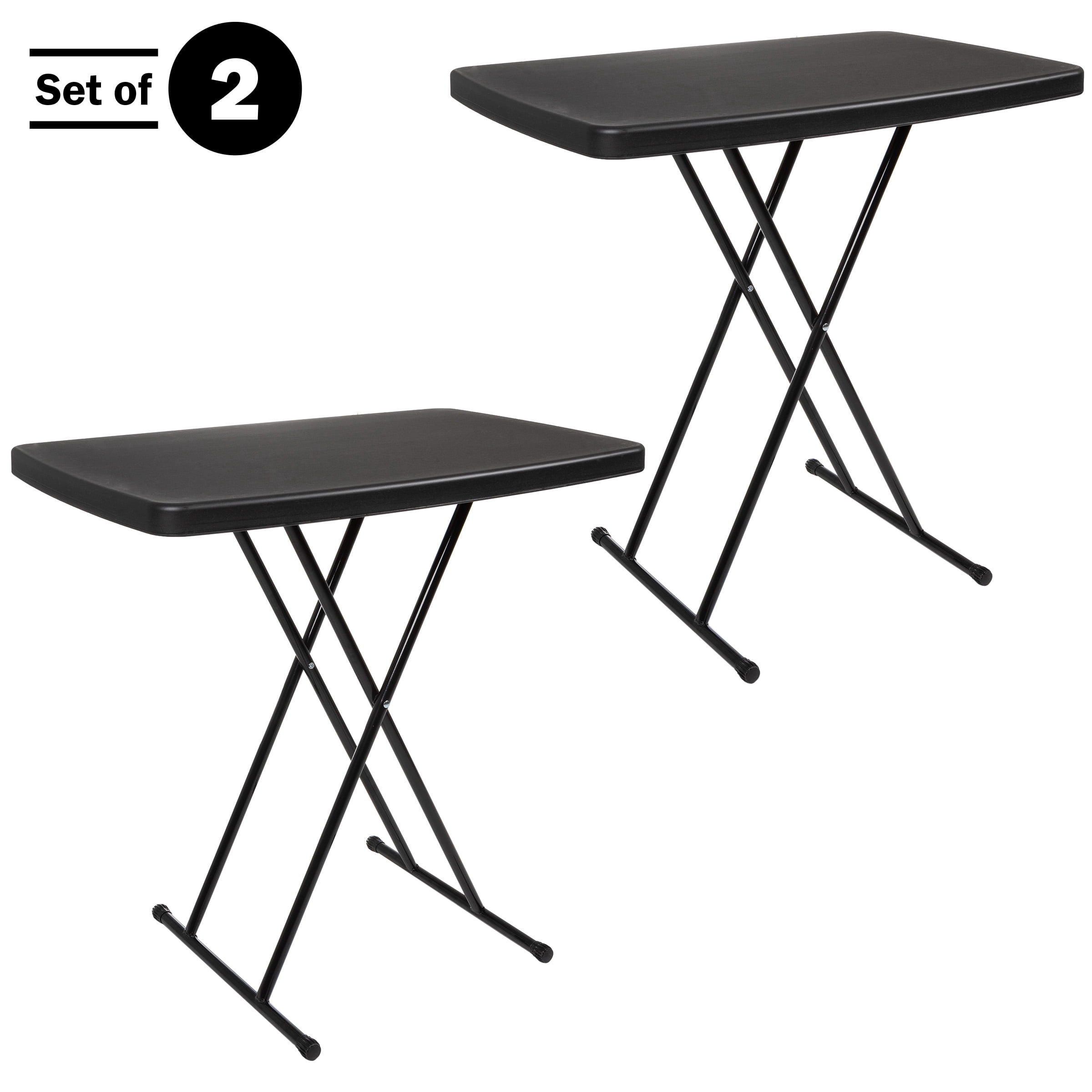 Everyday Home Set of 2 Folding Tables for Camping, Cards, and Crafts, Black