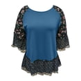 thumbnail image 4 of Jamsmile Women T-Shirts Summer Bat Sleeve Color Matching Floral Print Half Sleeve T Shirts Oversize Bohemian Pullovers Tops, 4 of 5