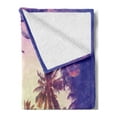 thumbnail image 2 of Palm Tree Soft Flannel Fleece Throw Blanket, Coconut Trees at Peaceful Sunset Dreamy Tropical Island Jungle Vintage Effect, Cozy Plush for Indoor and Outdoor Use, 50" x 60", Multicolor, by Ambesonne, 2 of 5