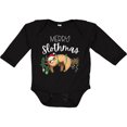 thumbnail image 3 of Inktastic Merry Slothmas Cute Christmas Sloth in Hat with Lights Boys or Girls Long Sleeve Baby Bodysuit, 3 of 5
