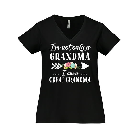 Inktastic I'm Not Only a Grandma I'm a Great Grandma with Flowers Women's Plus Size V-Neck T-Shirt