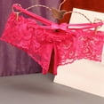 thumbnail image 2 of COMVALUE Lace Thongs for Women Strap Cheeky Underwear Floral Lace Panties Hollow Out G-String (Hot Pink, One Size), 2 of 3