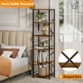 thumbnail image 4 of 6 Tier Tall Bookshelf, Industrial Narrow Bookcase, Display Standing Shelf Units, Metal and Wood Storage Rack Organizer for Living Room, Home Office, Entryway, Kitchen, Rustic Brown, 4 of 18