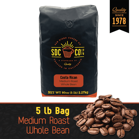 San Diego Coffee Breakfast Blend, Medium Roast, Whole Bean, 16-Ounce Bag