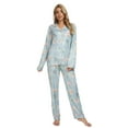 thumbnail image 2 of MintLimit Women's Floral Pajamas Set Button-Down Long Sleeve V-neck Shirt and Pants with Pocket Soft Nightwear 2 Piece Sleepwear, 2 of 6