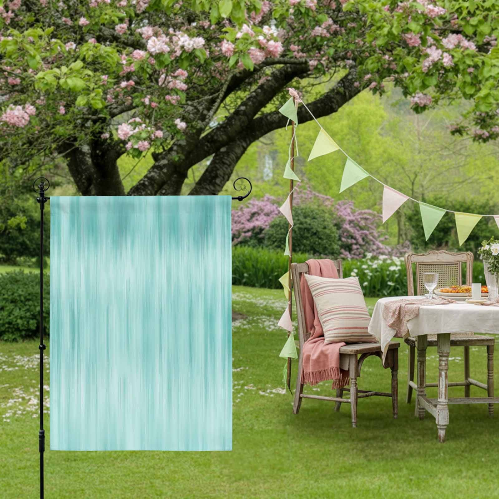 Turquoise Ombre Striped House Flag 28 x 40 Inches, Modern Abstract Art Weather Proof Outdoor Patio Flags Double Sided Small House Decoration for Yard Lawn Outside Home