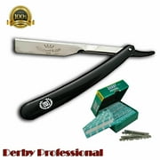 Navaja Shavette Barber Straight Shaving Razor, 100 Derby cuchillas Negro