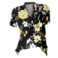 thumbnail image 2 of Gibobby Playera de Verano para Mujer Camiseta manga corta con estampado flores y cuello en V encaje informal a la moda verano para mujer(Negro,CH), 2 of 3
