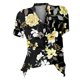 thumbnail image 2 of Gibobby Playera de Verano para Mujer Camiseta manga corta con estampado flores y cuello en V encaje informal a la moda verano para mujer(Negro,CH), 2 of 3