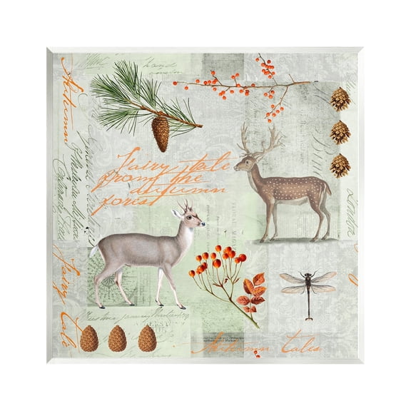 Stupell Industries Vintage Woodland Postcard Animals & Insects Painting Unframed Art Print Wall Art, 12 x 12