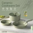 thumbnail image 3 of Carote 16-Piece Ceramic Nonstick Cookware Set, Pots and Pans Set with Detachable Handle, Induction Compatible, Oven & Dishwasher Safe, Sage Green, 3 of 8