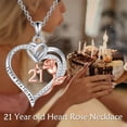 thumbnail image 6 of Birthday Necklace in Sterling Silver for 16, 18, 21, 80 Years Old, Heart-Shaped Rose Pendant Necklace, Birthday Jewelry for Women, Mother's Day, Christmas Gift, 6 of 10