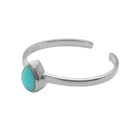 Sterling Silver Turquoise Toe Ring - Sterling Silver Turquoise Toe Ring