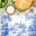 thumbnail image 3 of Amarainy Blue And White Landscape Print Linen Table Mats Set Of 4 For Home Kitchen Table Decor 12x18 inch, 3 of 5