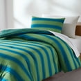 thumbnail image 2 of Lush Decor Gale Cabana Stripe? Reversible Comforter 2 Piece Set Twin/ Twin Xl Blue & Sage - Striped Bedding Set - Kids Green Comforter - Coastal Dorm Decor, 2 of 11