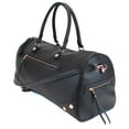 thumbnail image 2 of Women's Studded Large Leather Weekender Duffel Bag with Rose Gold Hardware and Satin Interior - Big 22" Size - Black, 2 of 7