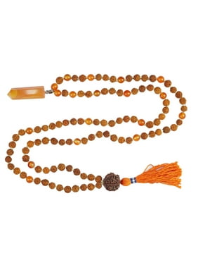 Mogul Tibetan Mala Necklace Healing Reiki Carnelian Pendants With Rudraksha 108 Yoga Necklace
