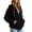 A Black, variant on Women's Solid Color Long Sleeved Plush Hooded Zipper With Pocket Loose Casual Jacket 2026 Navy S