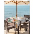 thumbnail image 3 of Outdoor Tablecloth with Umbrella Hole for Patio/Picnic/Party/Camping, Pink Spring Floral Waterproof Table Cloth Square Cover Washable, Wooden Elegant Farmhouse Botanical (54"x 54"), 3 of 8
