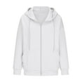 thumbnail image 5 of Feancey Women's Zip Up Hoodies Comfy Knitted Cotton Long Sleeve Hooded Jacket Fall Fashion Tunic Sweatshirt Jackets with Pockets Limited Time White 5XL, 5 of 7