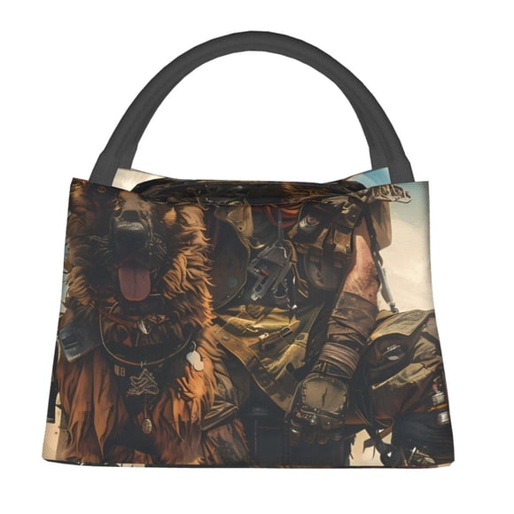 Fotbe desert Man Shepherd Dog Bolsa Térmica Portátil con Estampado, Bolsa de Entrega de Alimentos Aislada, Bolsa Reutilizable de Gran Capacidad para Comidas y Supermercado