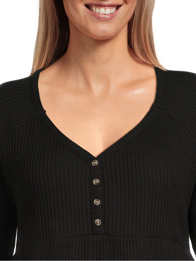Terra & Sky Women's Plus Size Waffle Knit Babydoll Dress