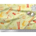 thumbnail image 2 of Soimoi Orange Silk Fabric Lemon Slice & Soft Drink Beverages Print Fabric by the Yard 42 Inch Wide, 2 of 3