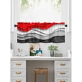 thumbnail image 5 of Valances for Windows Red Black Waves Rod Pocket Cafe Window Treatments Valance Curtains for Kitchen Bathroom Laundry Basement Windows 42"x12", 5 of 9