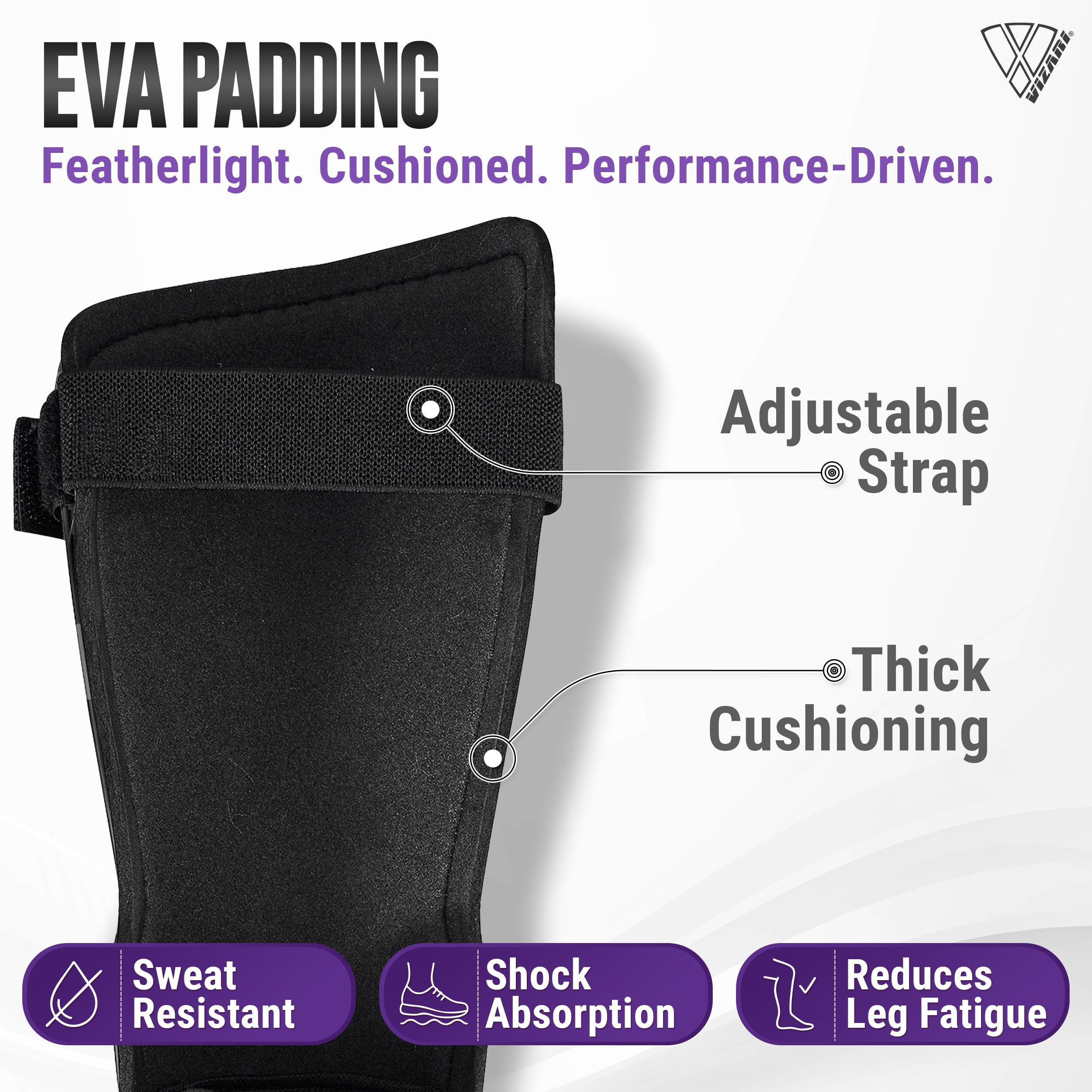 Vizari Malaga Shin Guards with Ankle Protection for Kids, Youth, and Adults | Lightweight Soccer Pads for Boys and Girls Ages 3+ - PURPLE/GREEN, L