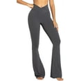 thumbnail image 5 of Womens Flare Leggings with Tummy Control Crossover Waist and Wide Leg, 5 of 14