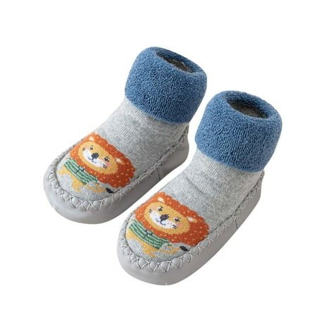 

kpoplk Toddler Walking Shoes Autumn And Winter Cute Children Toddler Shoes Flat Bottom Non Slip Socks Shoes Slippers For Kids(Grey)