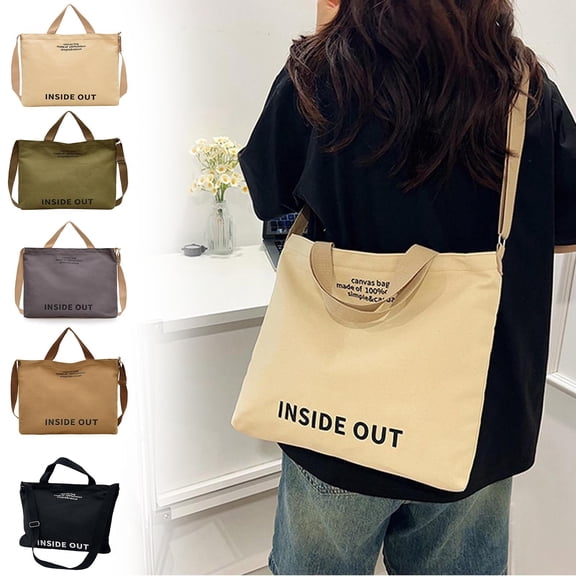 Bowayaoa Canvas Tote Bag , Work Laptop Tote Purse Crossbody Nurse Teacher Bible Bag for Travel Daily | with Strap & Zipper, Multi Compartment, College Shoulder Bag, Clinical Nursing Bag