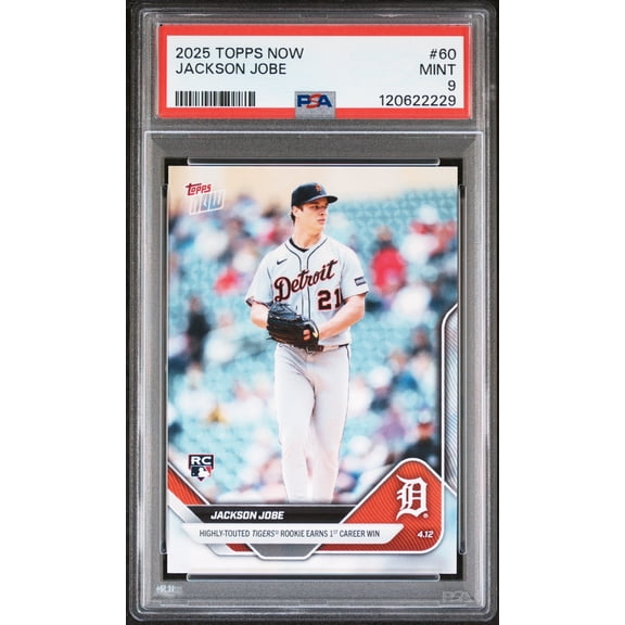 Collectible Graded 2025 Topps Now Jackson Jobe #60 Rookie RC Baseball Card PSA 9 Mint