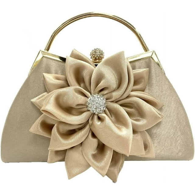 LHSHID Pochettes pour Femmes Rétro Fleur Sac à Main de Soirée Étincelant Strass Poignée Supérieure Sac à Main Gatsby