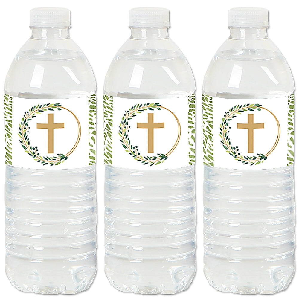 Elegant Cross Religious Party Water Bottle Sticker Labels Set of 20