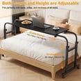 thumbnail image 3 of Adjustable Height & Length Overbed Table with Wheels - Mobile Recliner Desk, Tilting Laptop Tray, Heavy Duty Metal Stand for Bed, Sofa, Recliner, 3 of 6