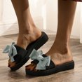 thumbnail image 5 of Women's Summer New One-line Rhinestone Pearl Over Flat Sandals Summer Sandals for Women Light Blue 37, 5 of 5